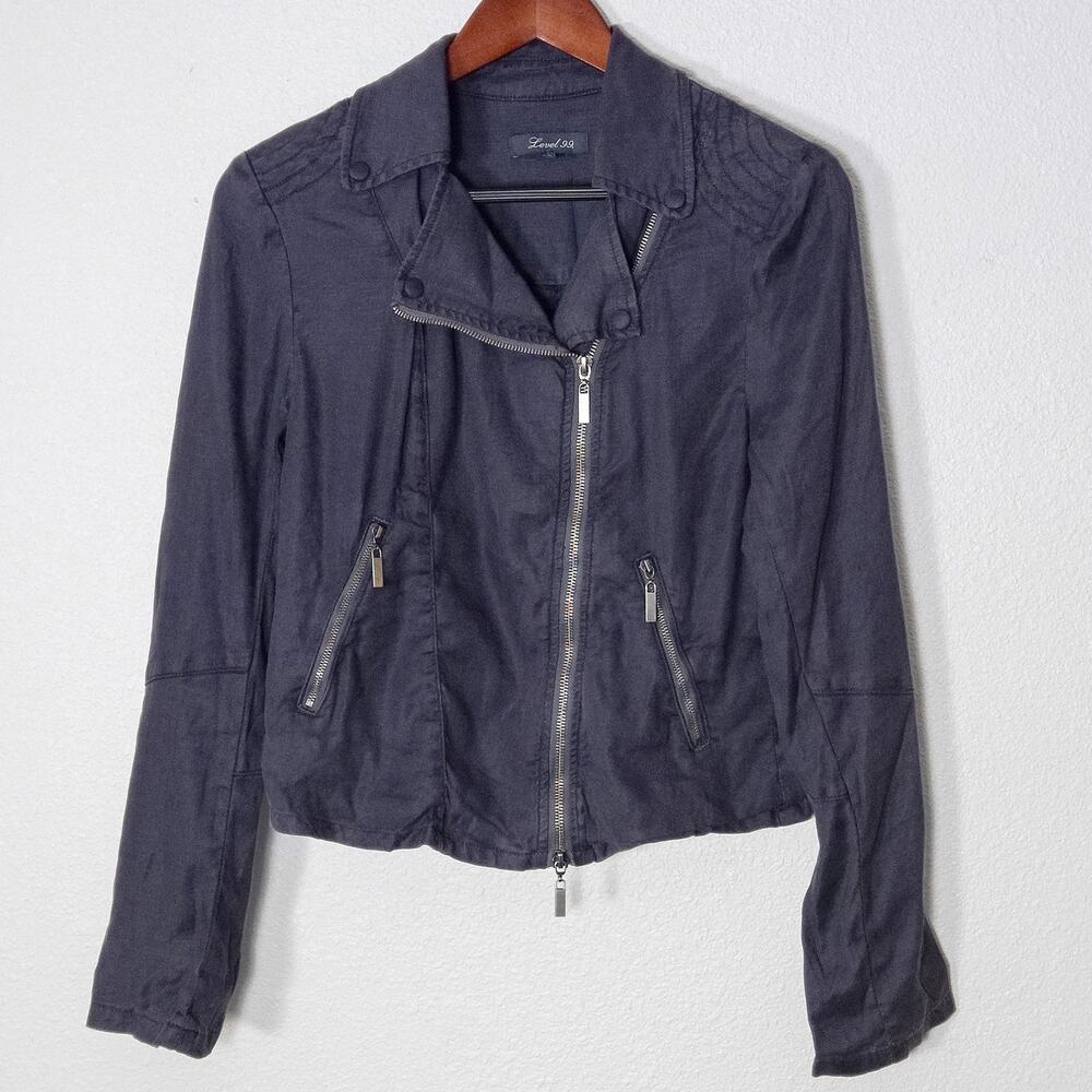 Level 99 Jacket Zip Front Black Stretch Knit Wome… - image 1